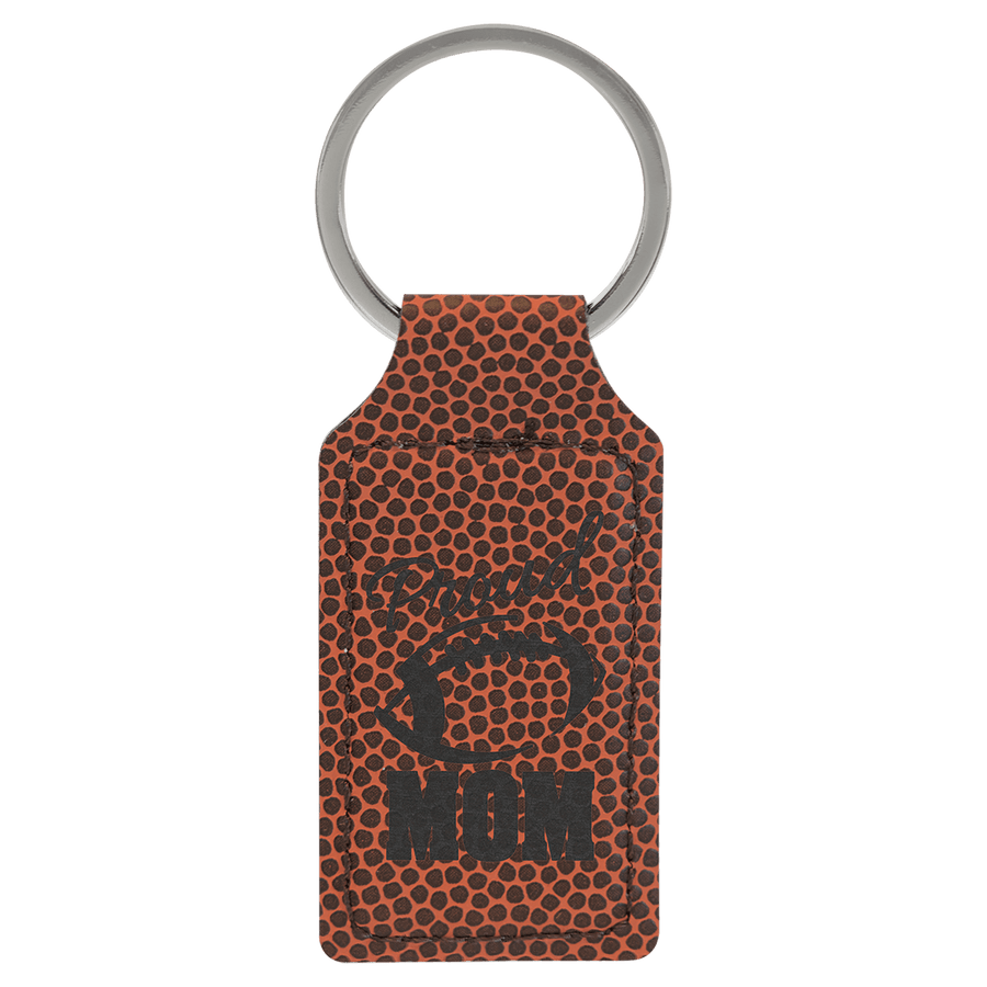 2 3/4" x 1 1/4" Football Laserable Leatherette Rectangle Keychain