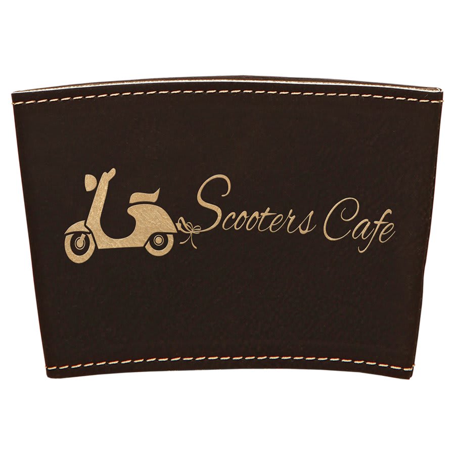 3" Black/Gold Laserable Leatherette Mug Sleeve