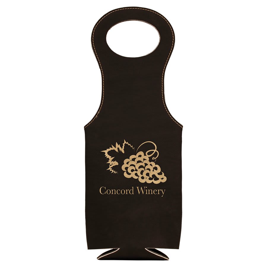 Black/Gold Laserable Leatherette Wine Bag