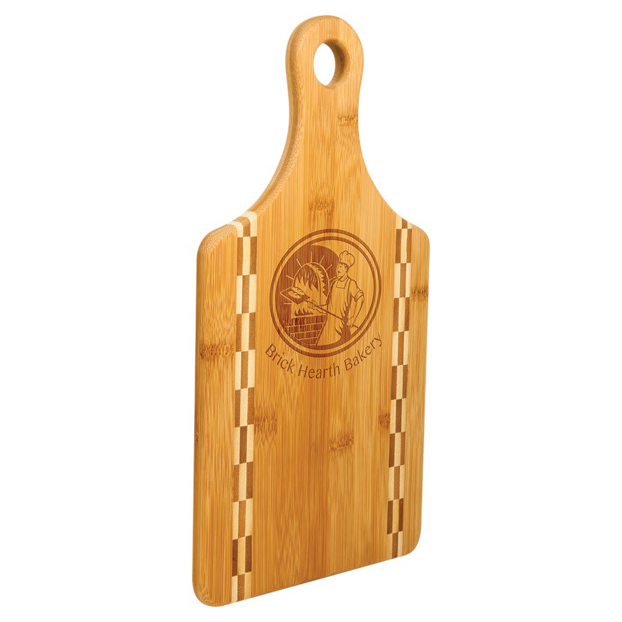 13 3/4" x 11" x 5/16" Bamboo Two Tone Cutting Board with Handle