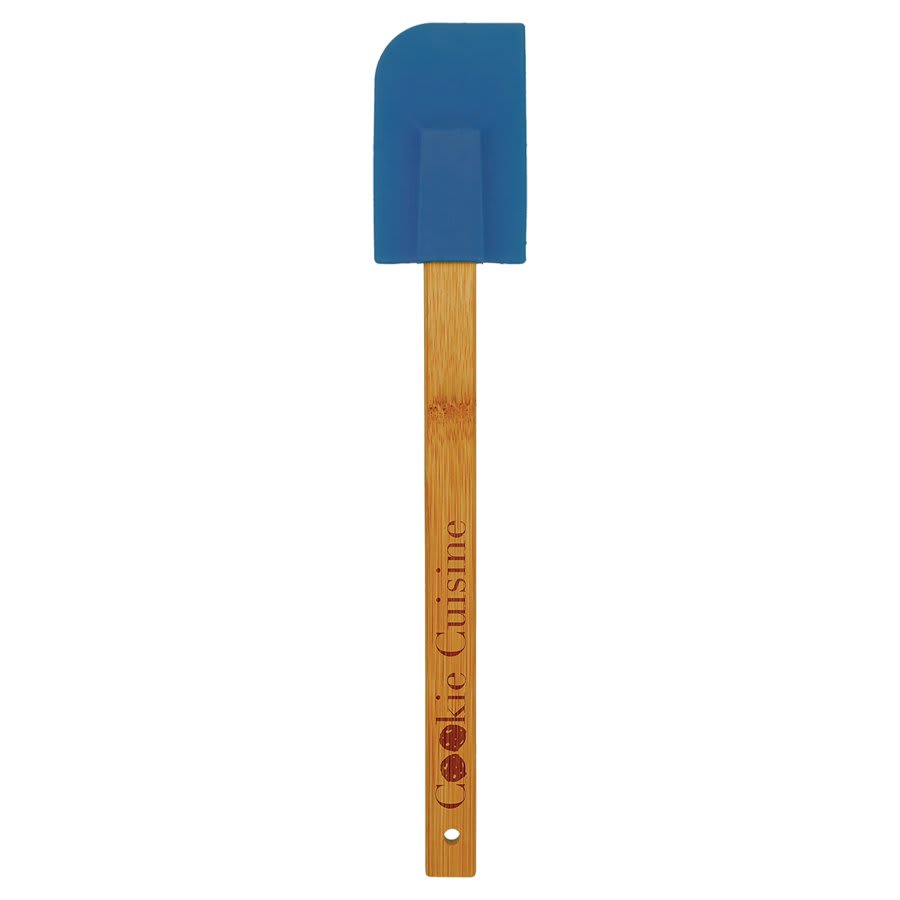 11 3/4" Blue Silicone Spatula with Bamboo Handle