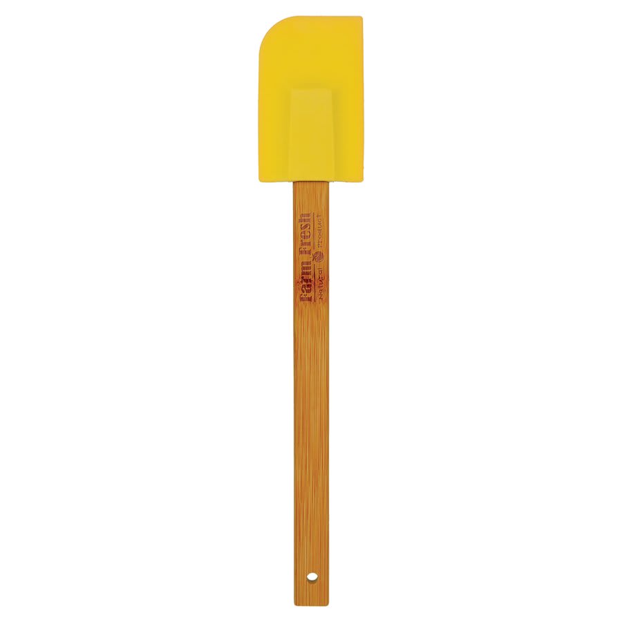 11 3/4" Yellow Silicone Spatula with Bamboo Handle