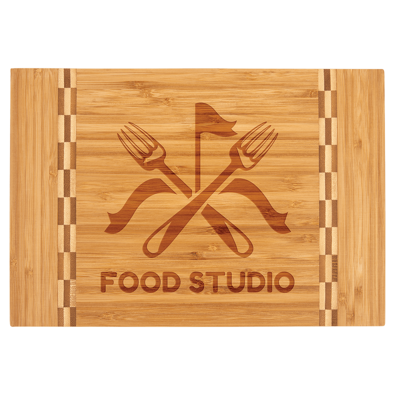 13 3/4" x 11" x 5/16" Bamboo Two Tone Cutting Board with Handle