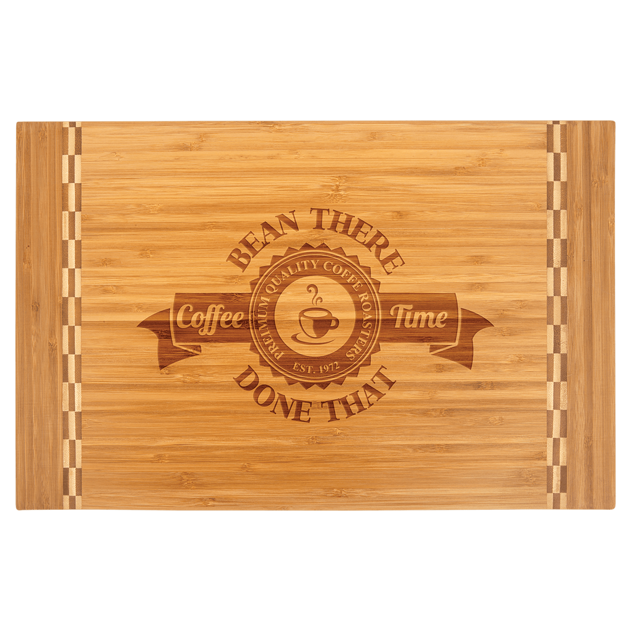 13 3/4" x 11" x 5/16" Bamboo Two Tone Cutting Board with Handle