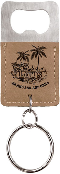 Thumbnail for Rectangle Light Brown Laserable Leatherette Bottle Opener Keychain