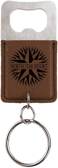 Thumbnail for Rectangle Dark Brown Laserable Leatherette Bottle Opener Keychain