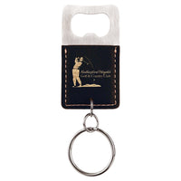 Thumbnail for Rectangle Black/Gold Laserable Leatherette Bottle Opener Keychain