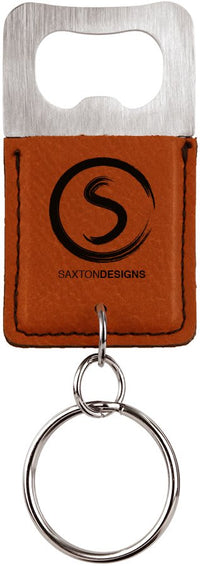 Thumbnail for Rectangle Rawhide Laserable Leatherette Bottle Opener Keychain