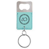 Thumbnail for Rectangle Teal Laserable Leatherette Bottle Opener Keychain