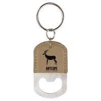 Thumbnail for Oval Light Brown Laserable Leatherette Bottle Opener Keychain