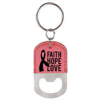 Thumbnail for Oval Pink Laserable Leatherette Bottle Opener Keychain