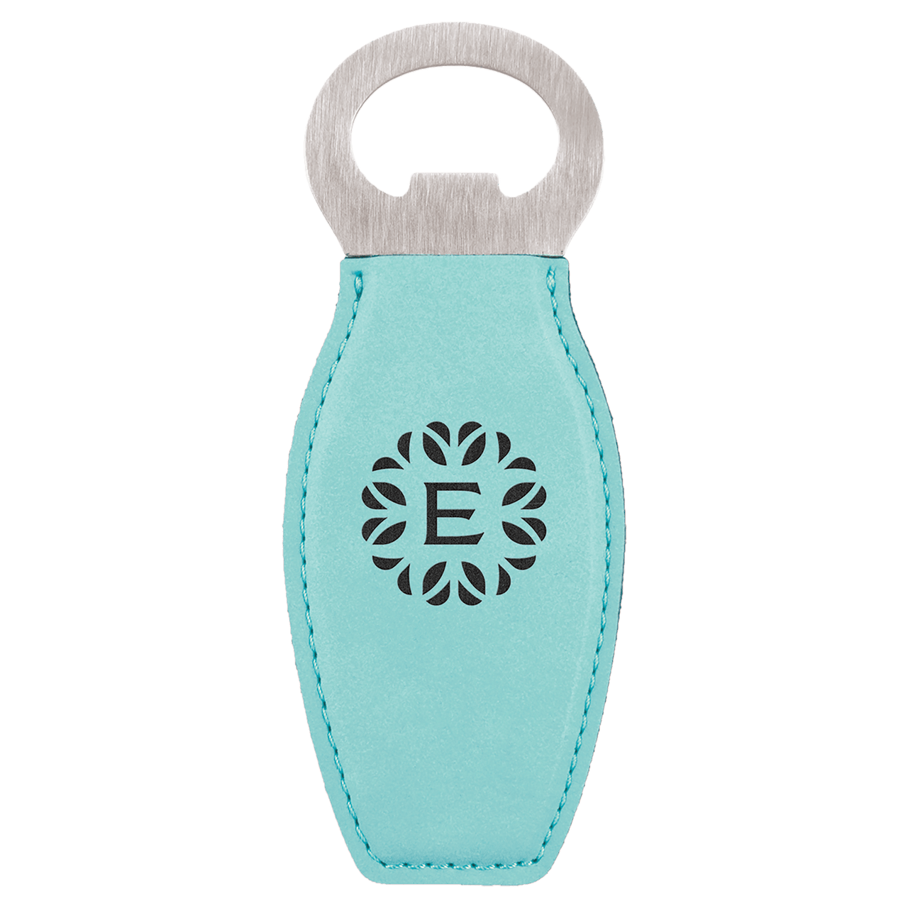 Teal Laserable Leatherette Bottle Opener with Magnet