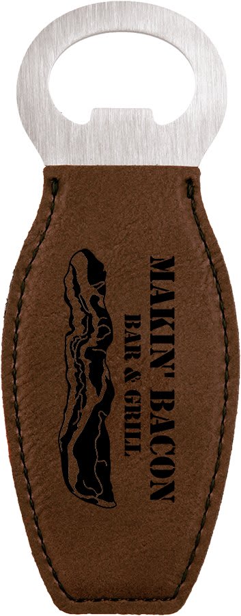 Dark Brown Laserable Leatherette Bottle Opener with Magnet