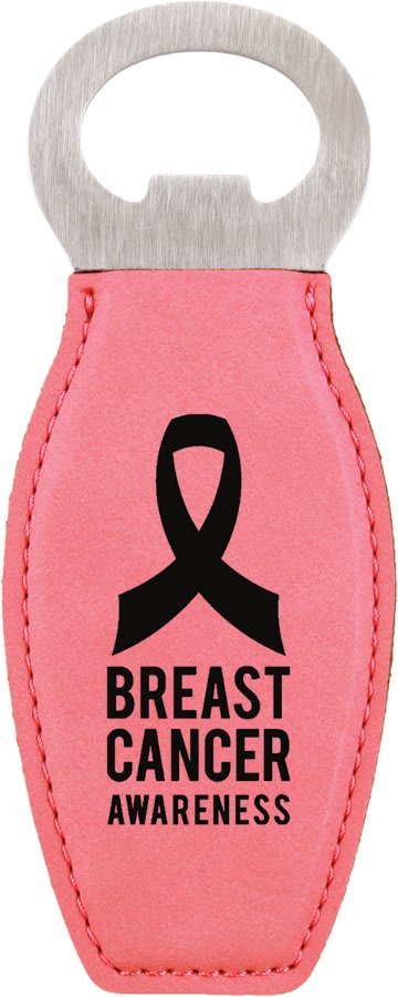 Pink Laserable Leatherette Bottle Opener with Magnet