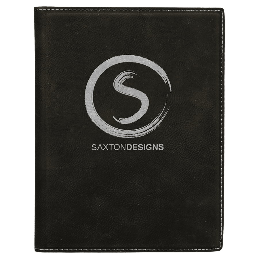 7" x 9" Black/Silver Laserable Leatherette Small Portfolio with Notepad