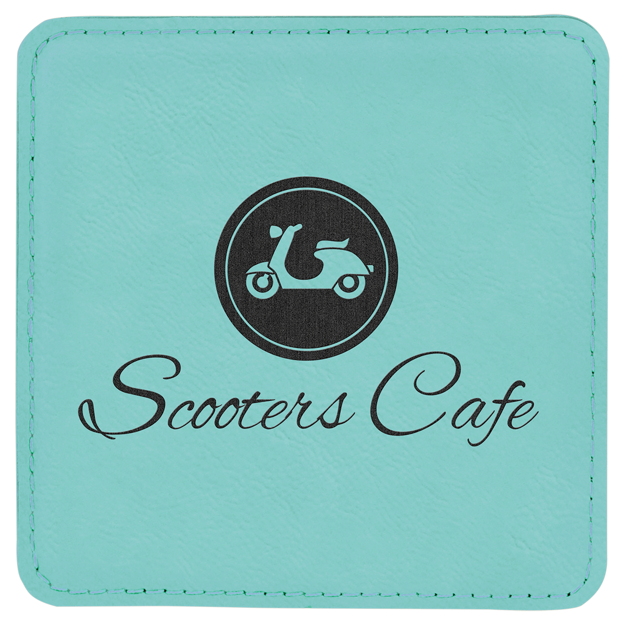 4" x 4" Square Teal Laserable Leatherette Coaster