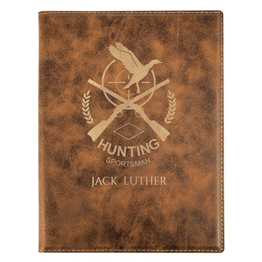 7" x 9" Rustic/Gold Laserable Leatherette Small Portfolio with Notepad