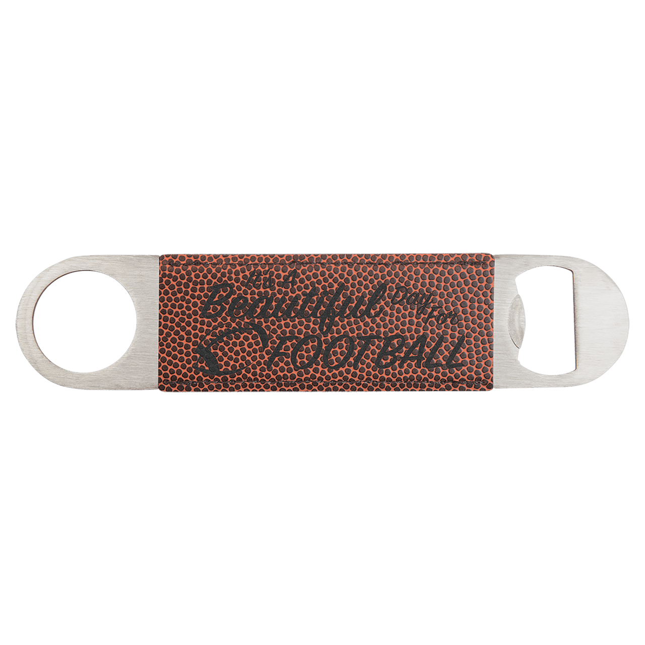 1 1/2" x 7" Football Laserable Leatherette Bottle Opener