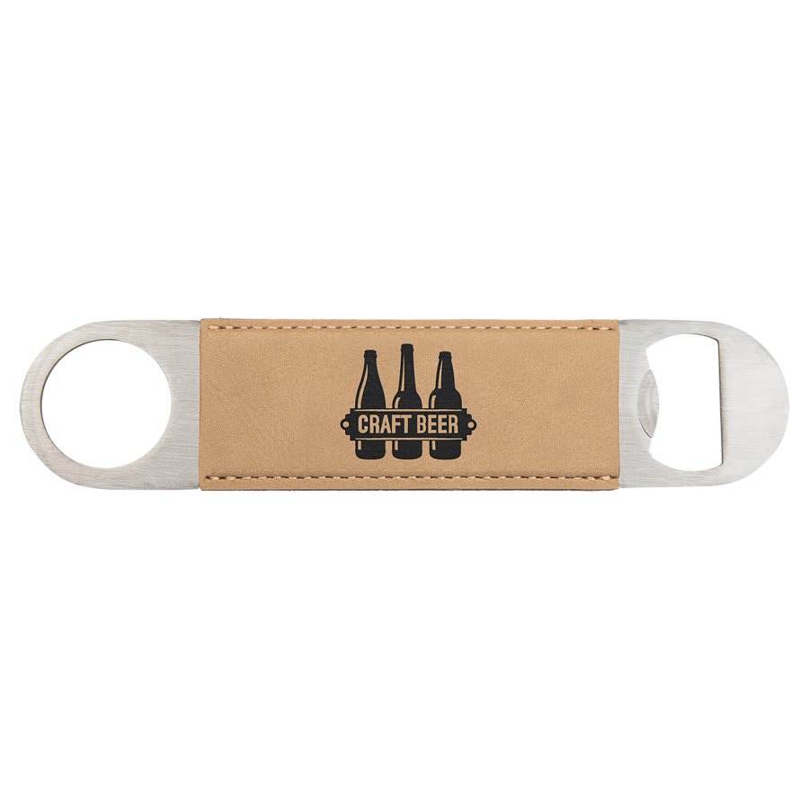 1 1/2" x 7" Laserable Leatherette Bottle Opener Collection