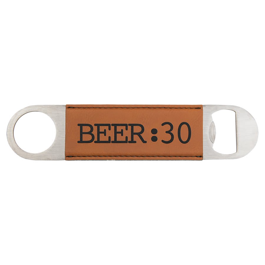 1 1/2" x 7" Laserable Leatherette Bottle Opener Collection