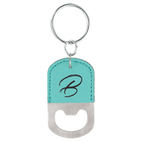 Thumbnail for Oval Teal Laserable Leatherette Bottle Opener Keychain