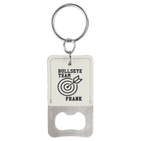 Thumbnail for Rectangle White Laserable Leatherette Bottle Opener Keychain