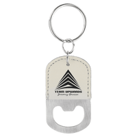 Thumbnail for White Laserable Leatherette Oval Bottle Opener Keychain