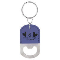 Thumbnail for Purple Laserable Leatherette Oval Bottle Opener Keychain