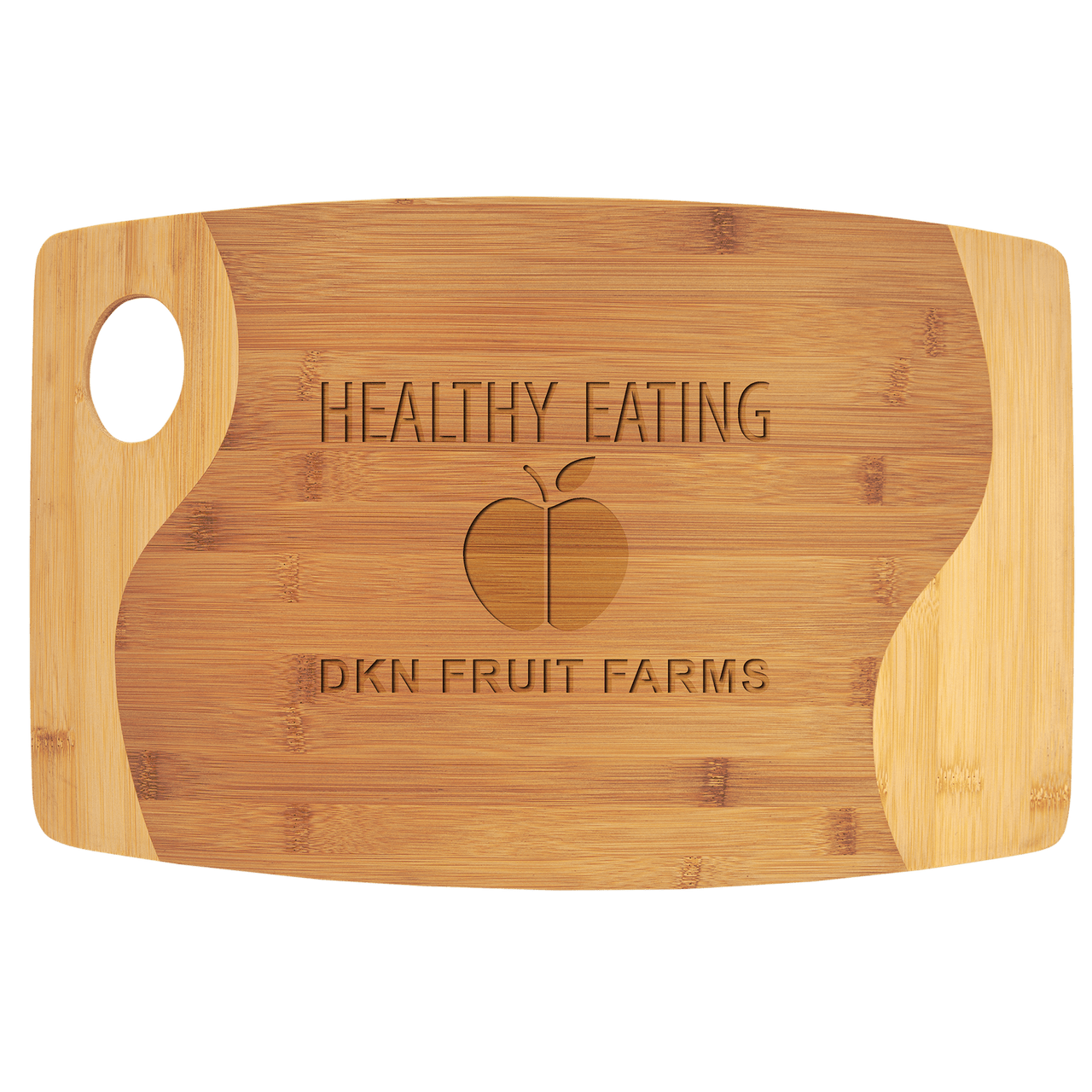 13 3/4" x 11" x 5/16" Bamboo Two Tone Cutting Board with Handle