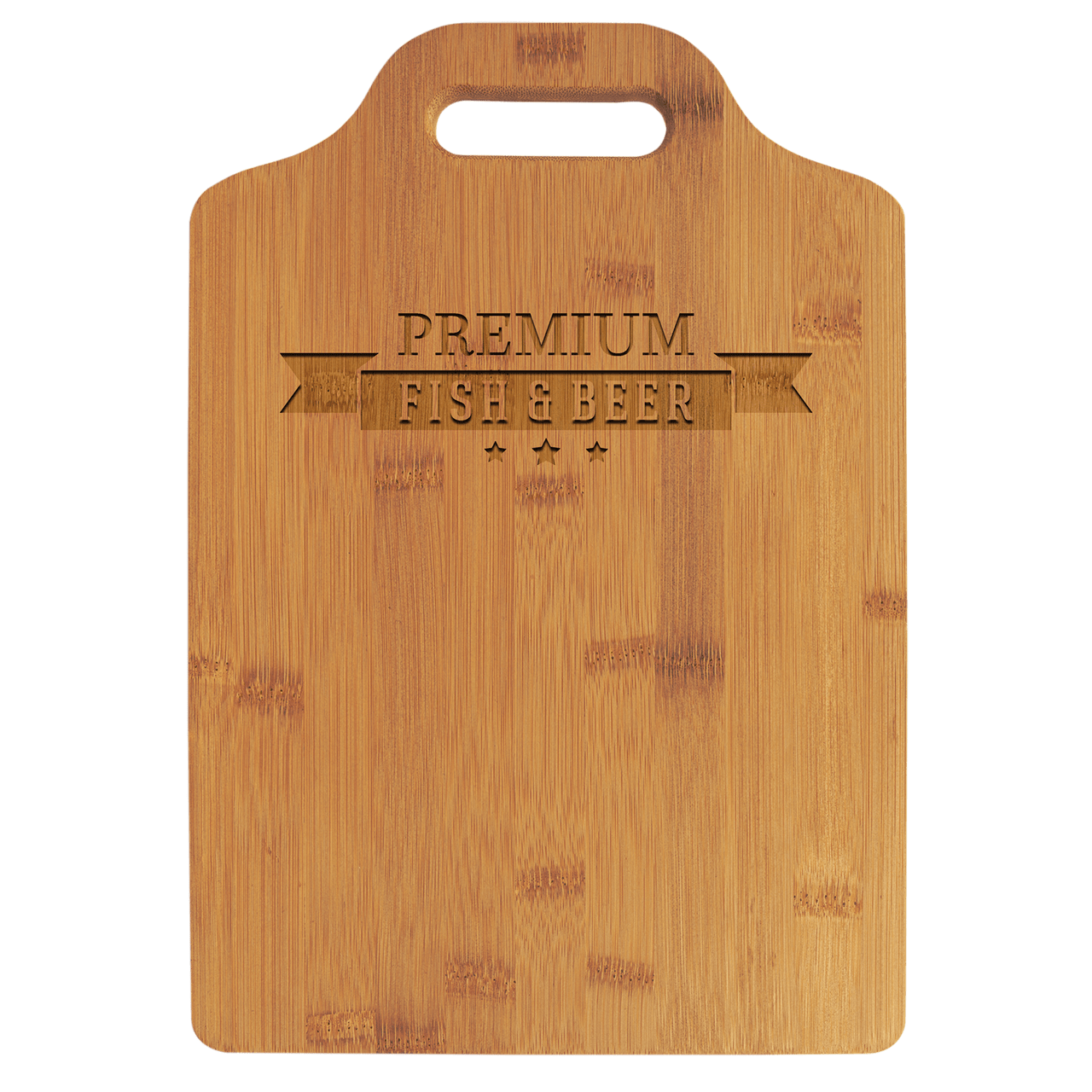 13 3/4" x 11" x 5/16" Bamboo Two Tone Cutting Board with Handle