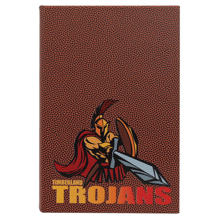5 1/4" x 8 1/4" Football Laserable Leatherette Journal with Lined Notepad