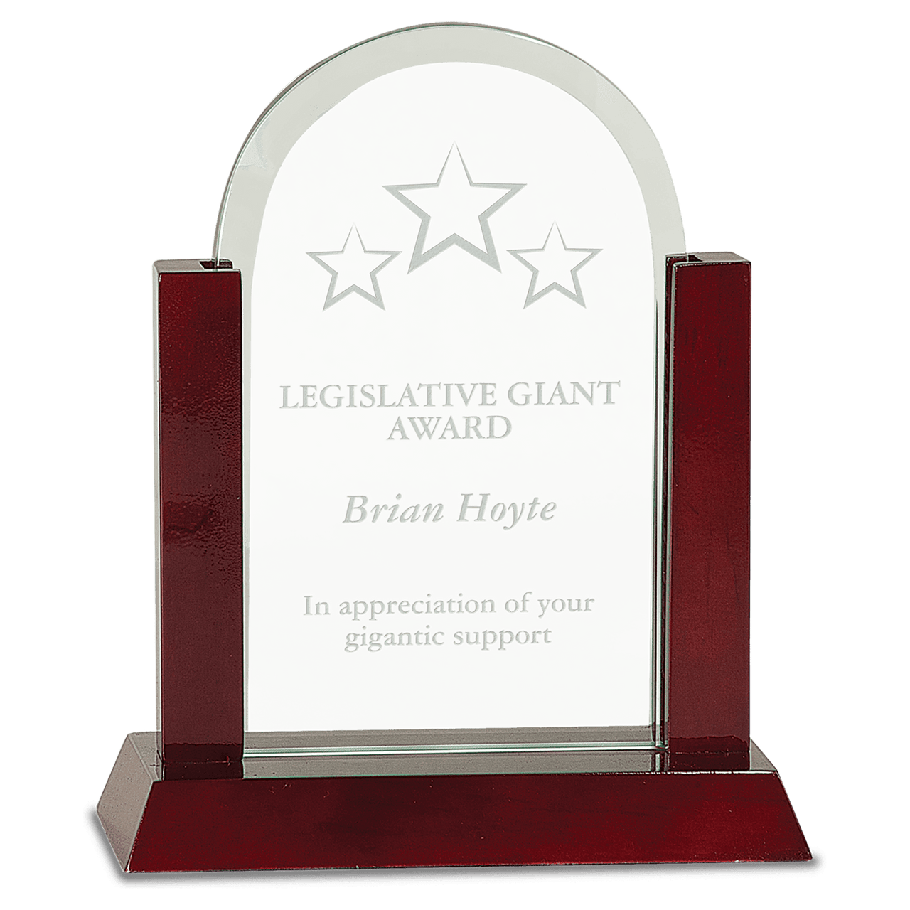 7" Gateway Jade Dome Glass Award with Rosewood Finish Base
