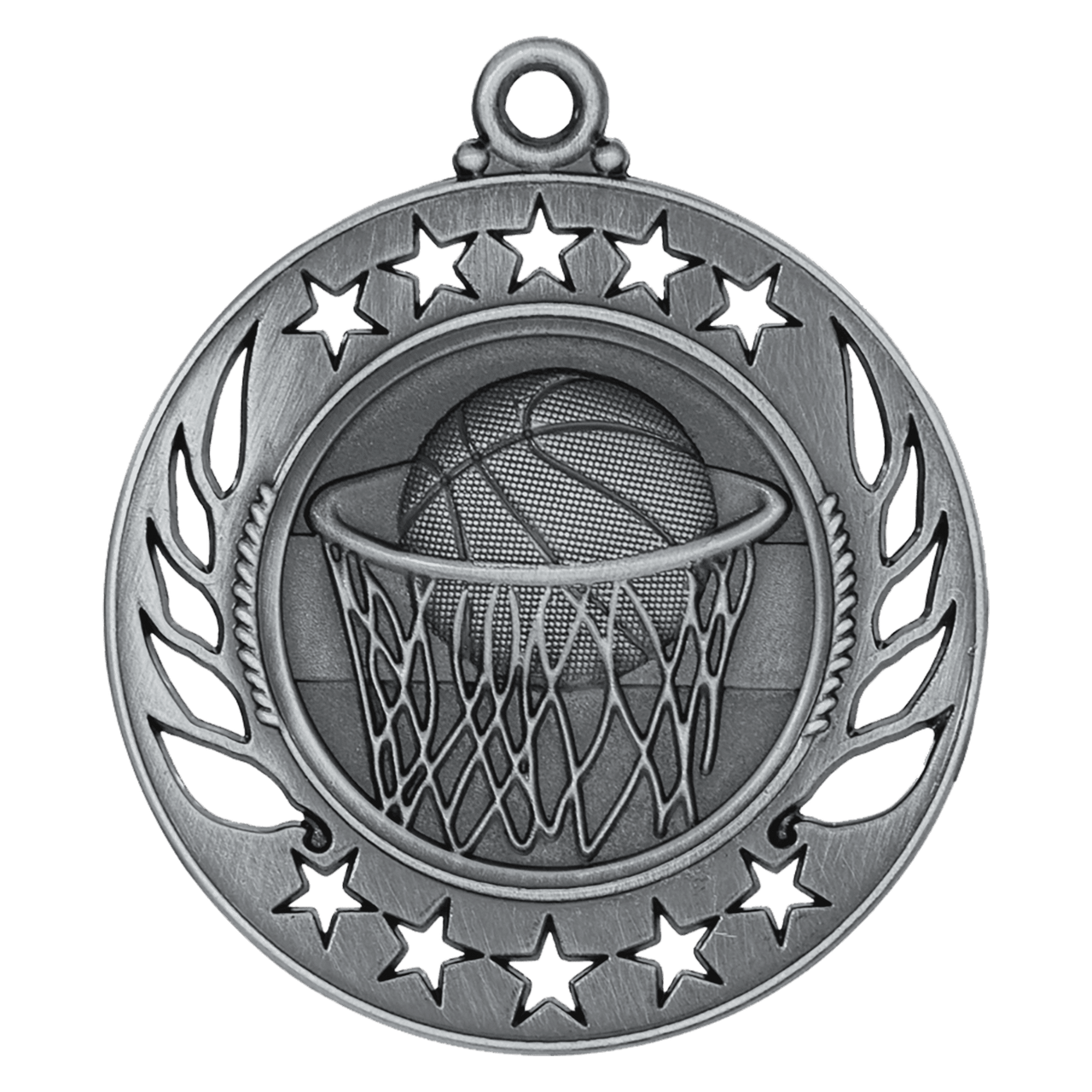2 1/4" Antique Silver Basketball Galaxy Medal