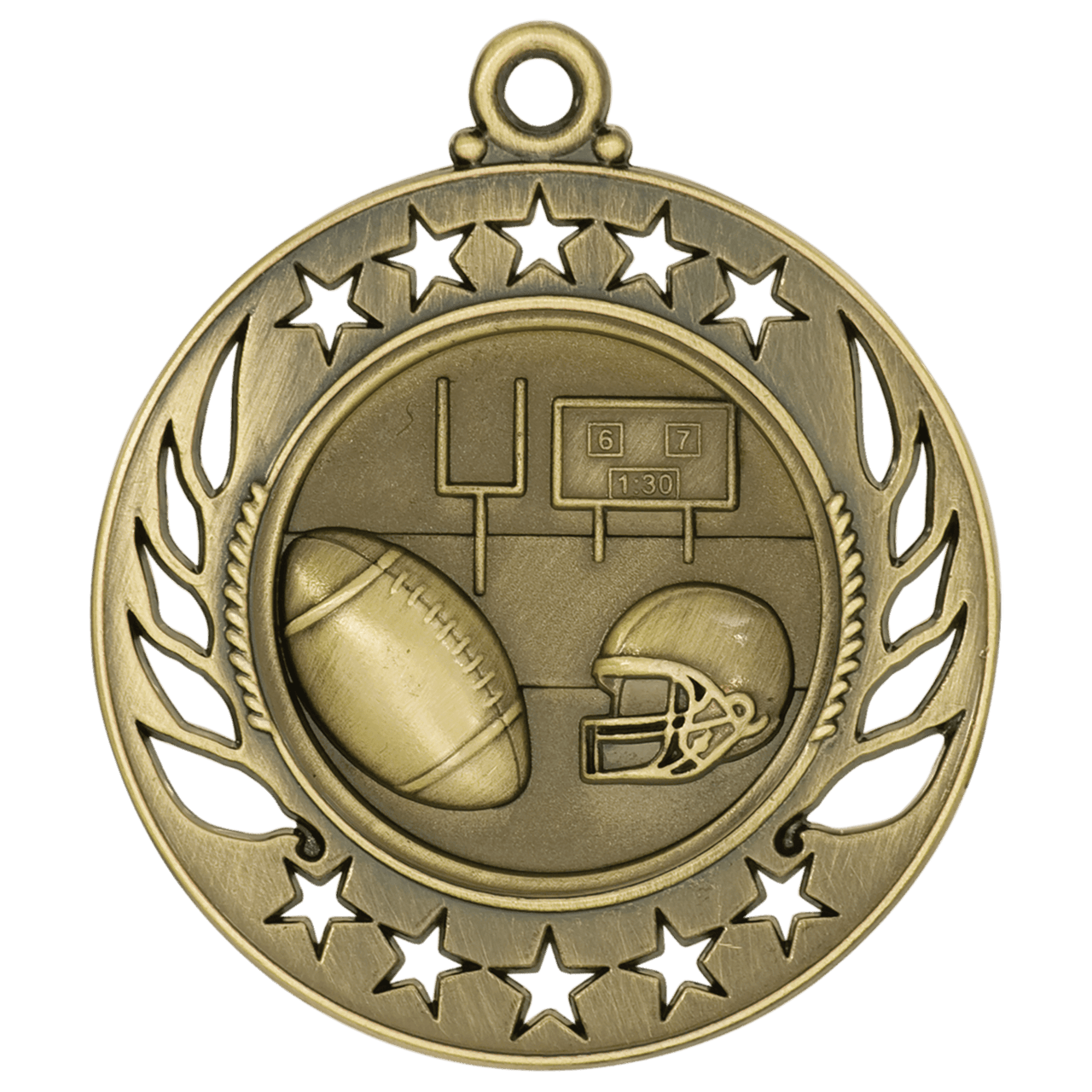 2 1/4" Antique Silver Football Galaxy Medal