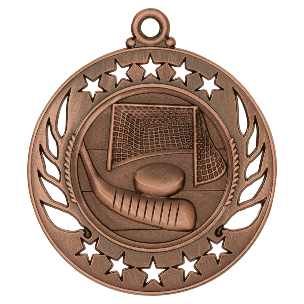 2 1/4" Antique Gold Hockey Galaxy Medal