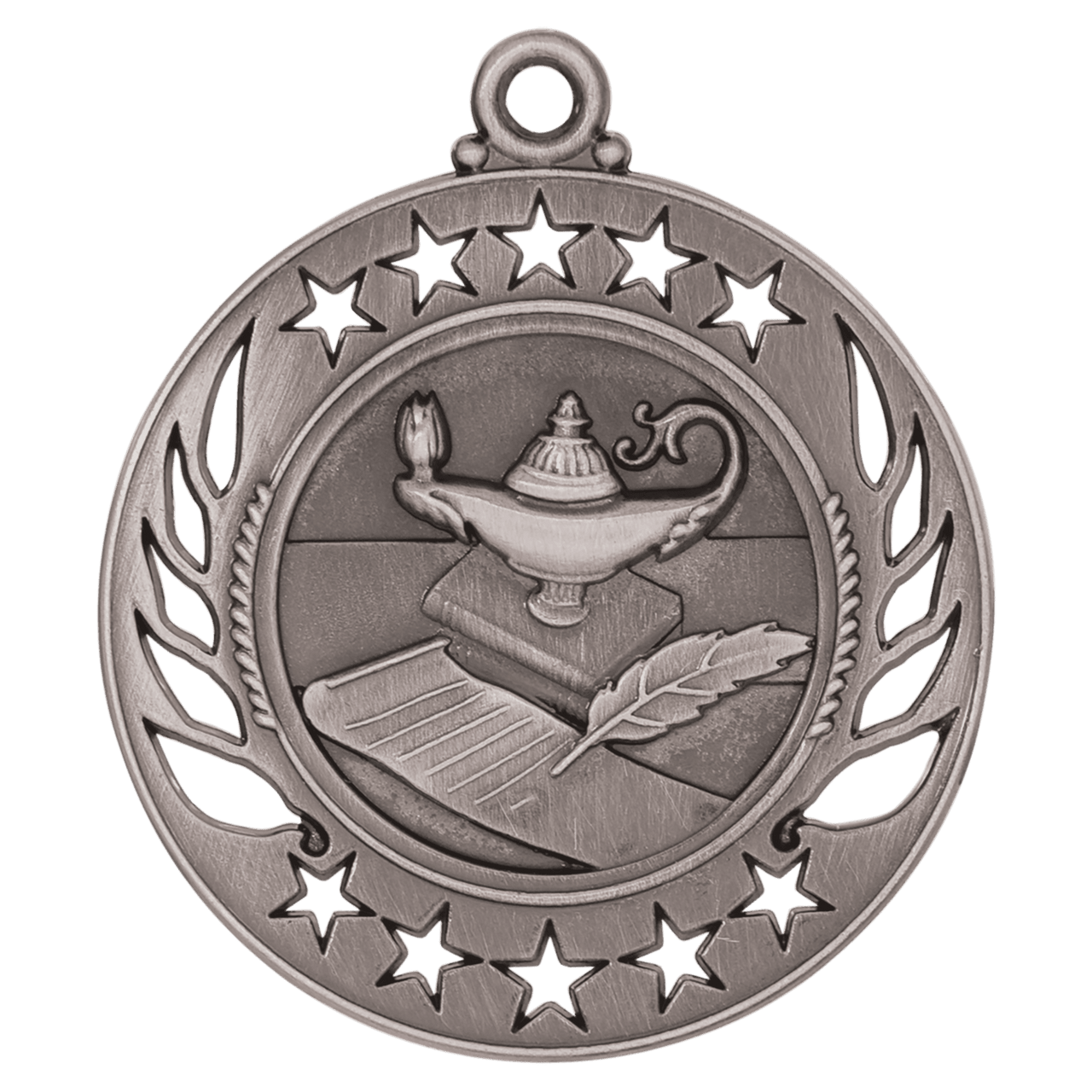 2 1/4" Antique Gold Lamp of Knowledge Galaxy Medal