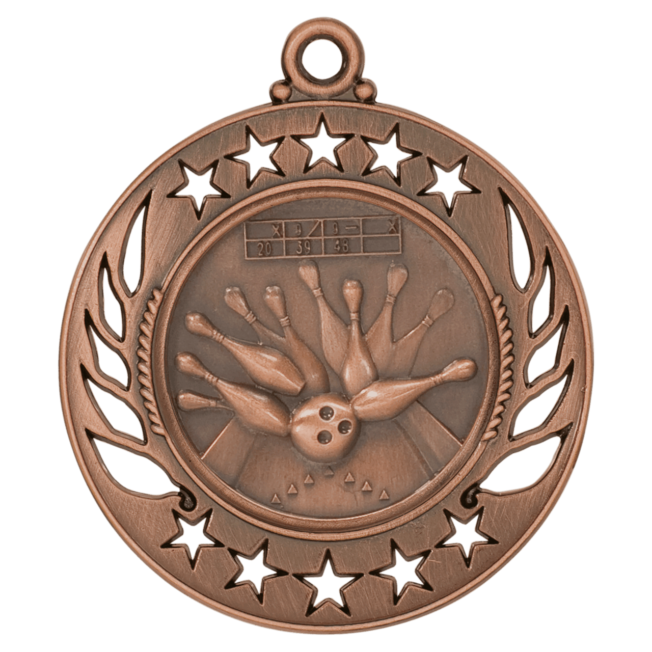 2 1/4" Antique Silver Bowling Galaxy Medal