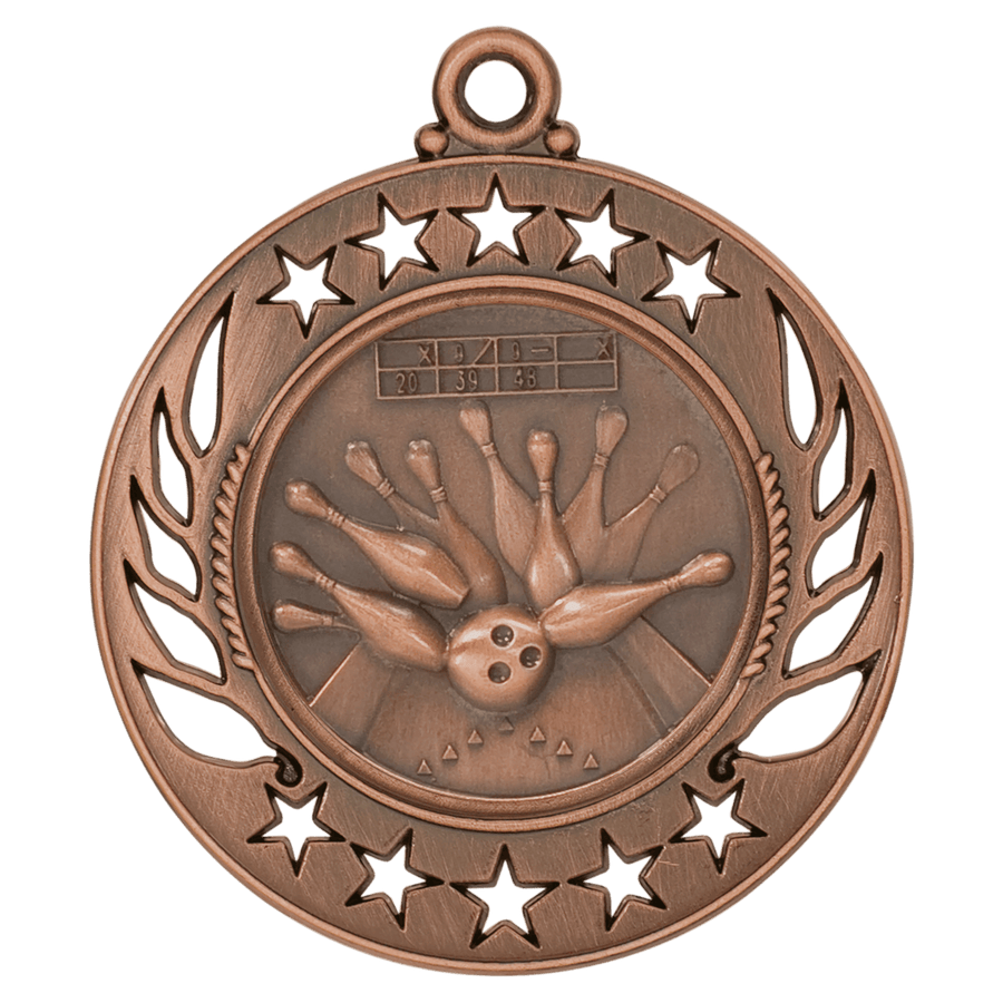2 1/4" Antique Silver Bowling Galaxy Medal