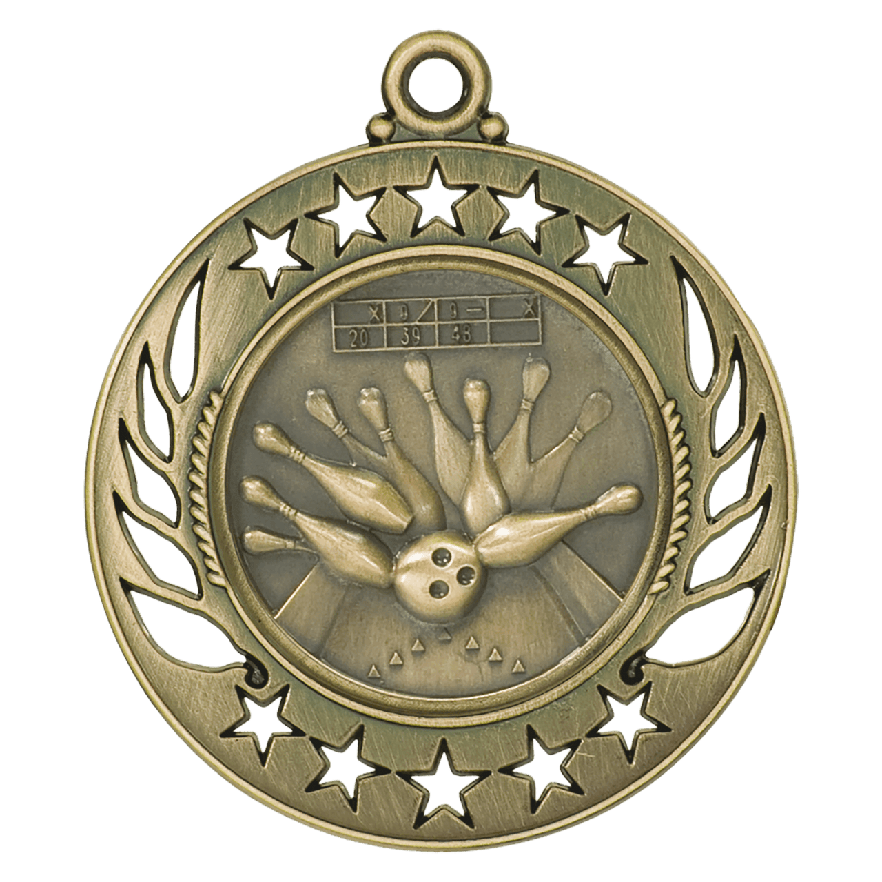 2 1/4" Antique Silver Bowling Galaxy Medal