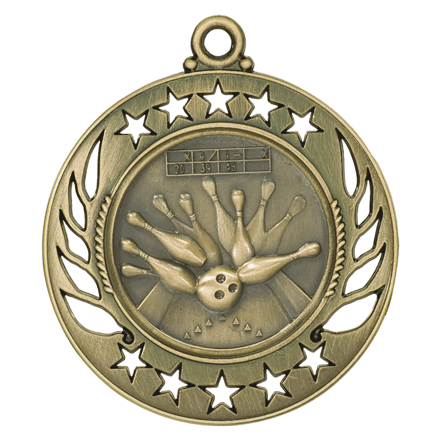 2 1/4" Antique Silver Bowling Galaxy Medal