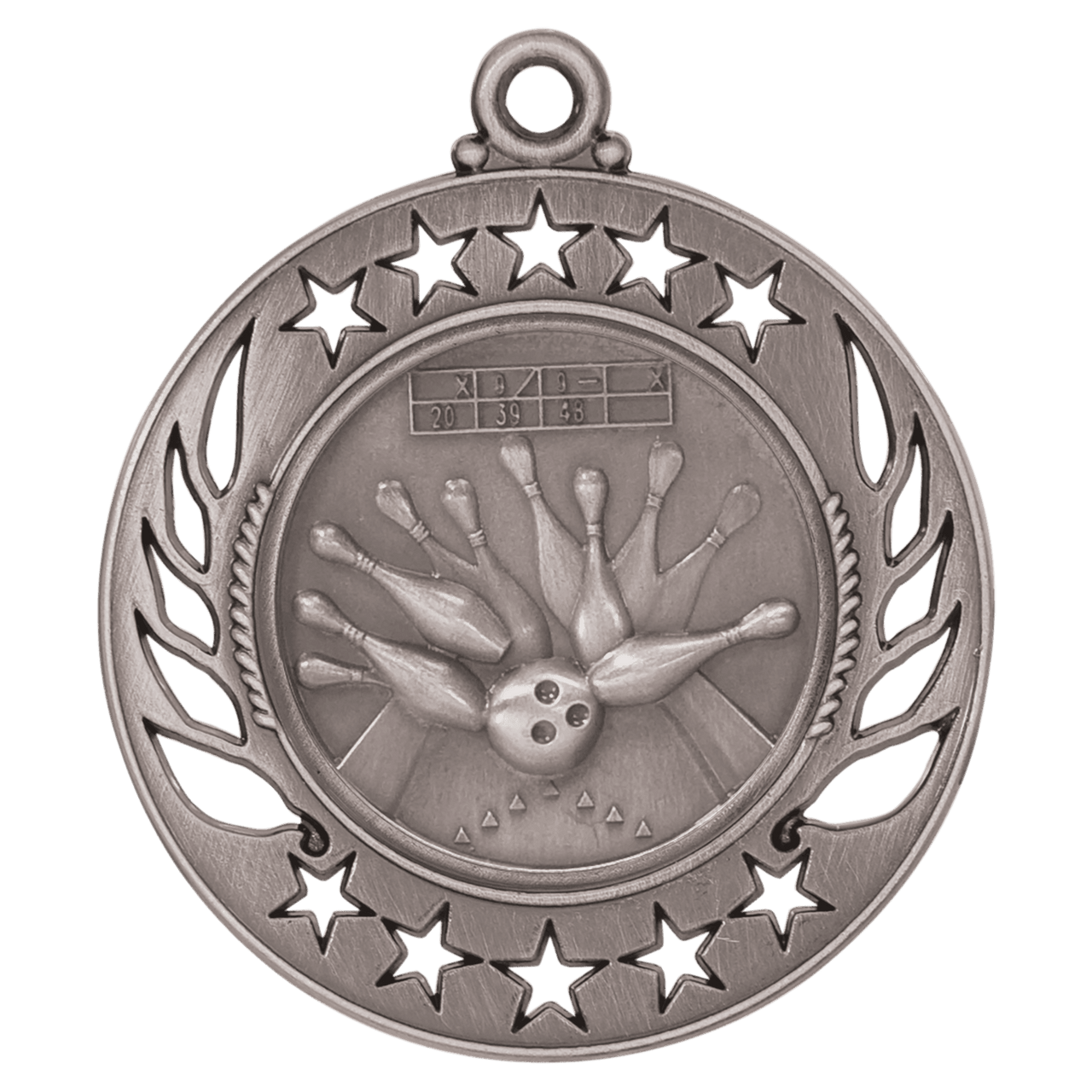 2 1/4" Antique Silver Bowling Galaxy Medal