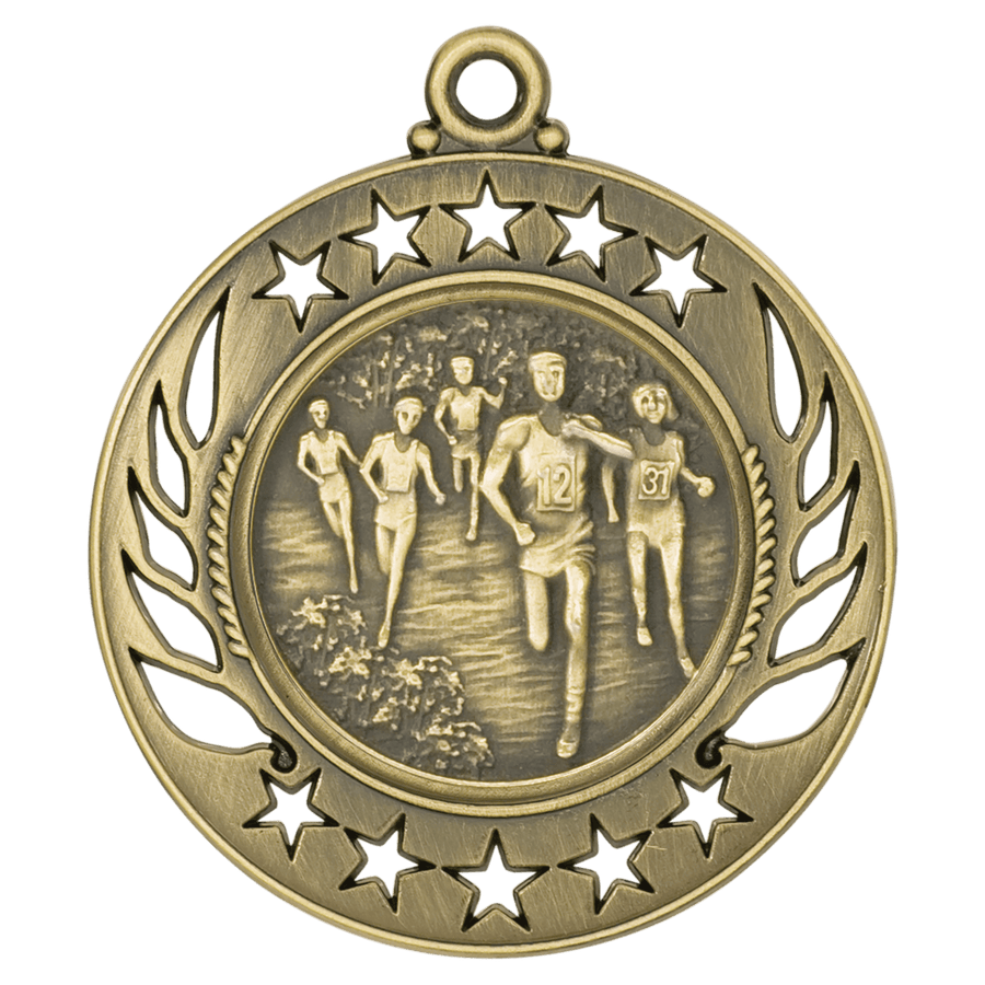 2 1/4" Antique Gold Cross Country Galaxy Medal