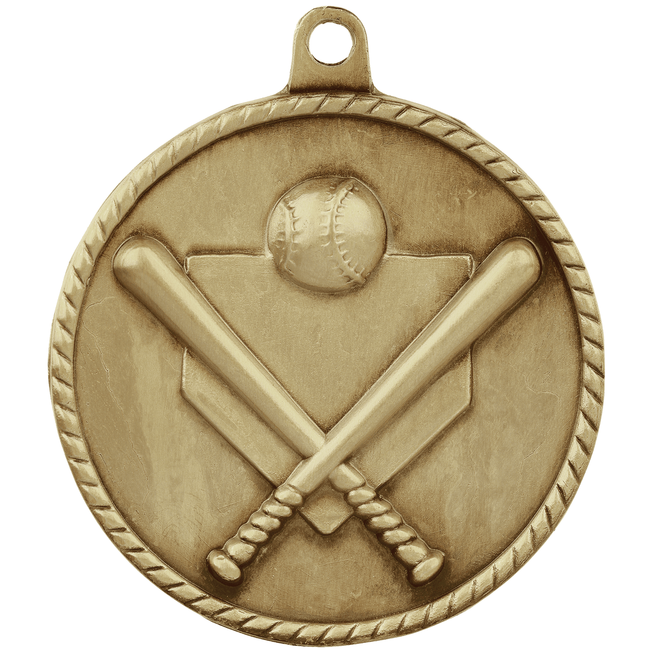 2" Antique Bronze Baseball/Softball High Relief Medal