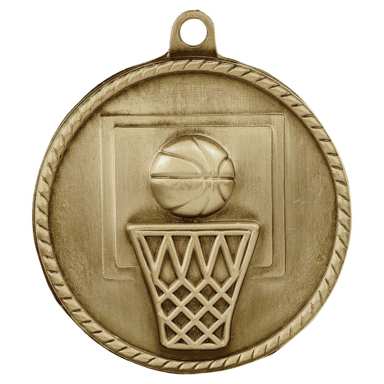 2" Antique Gold Basketball High Relief Medal