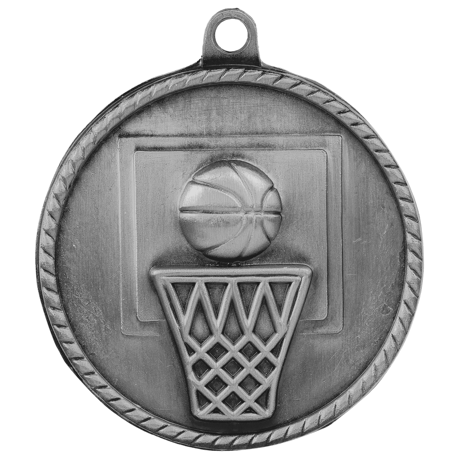 2" Antique Gold Basketball High Relief Medal