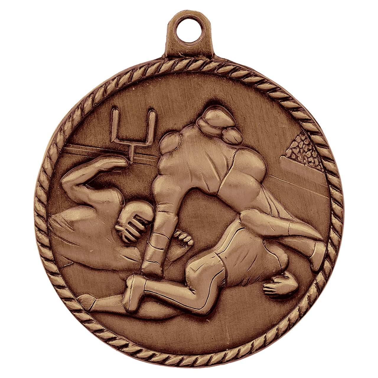 2" Antique Bronze Football High Relief Medal