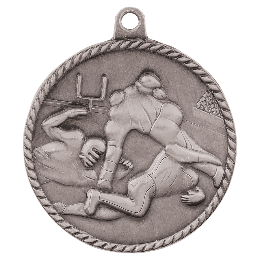 2" Antique Bronze Football High Relief Medal