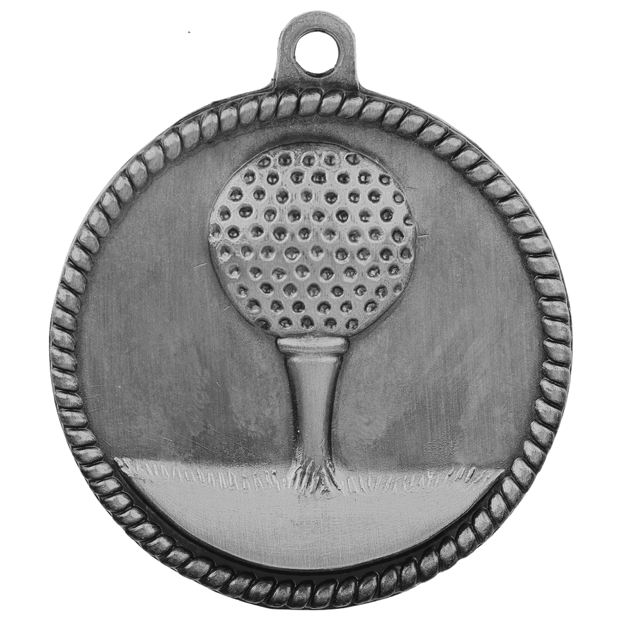 2" Antique Silver Golf High Relief Medal