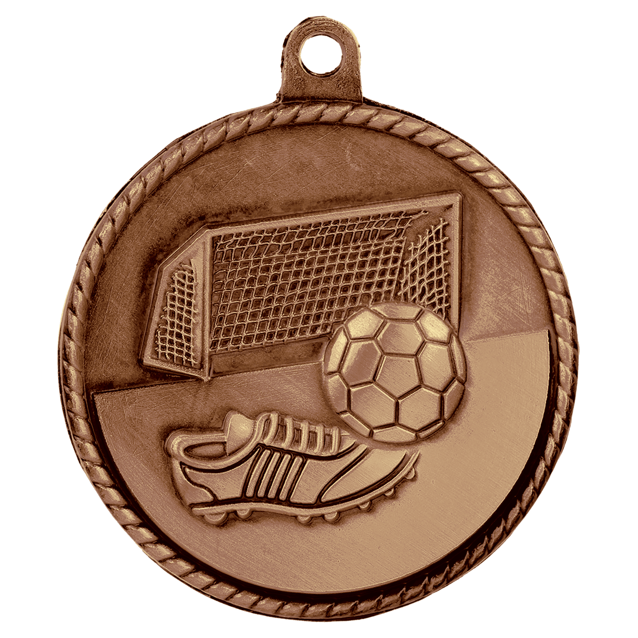 2" Antique Silver Soccer High Relief Medal