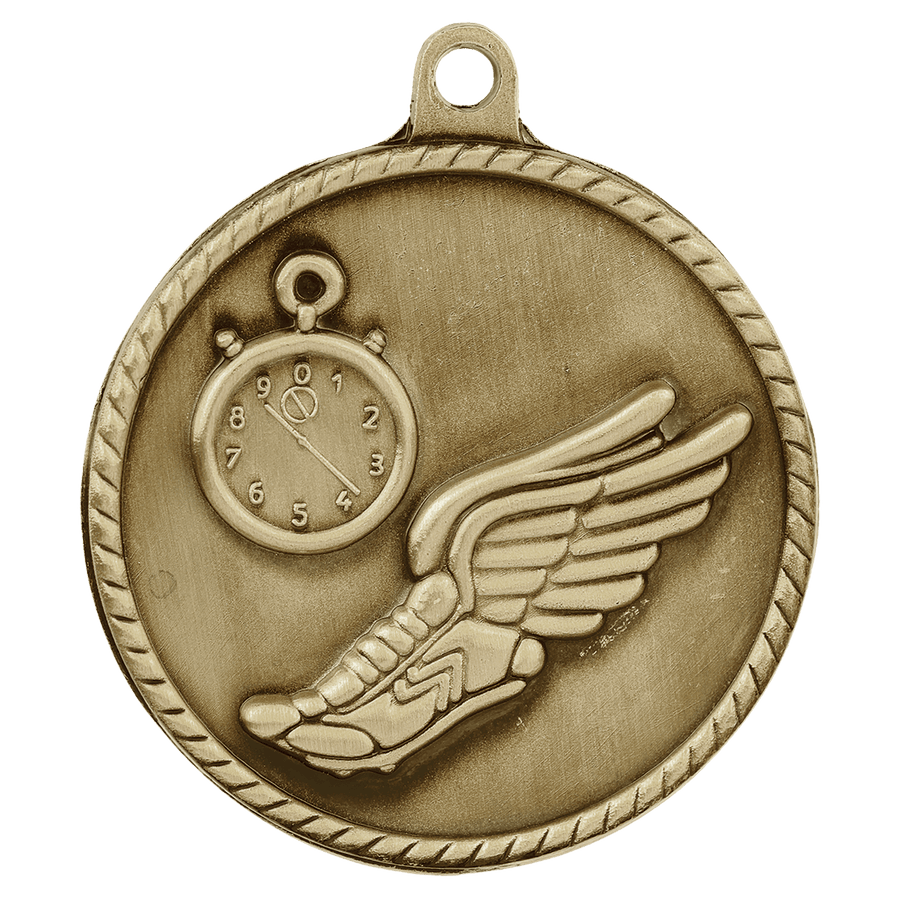 2" Antique Gold Track High Relief Medal